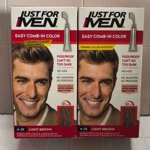 Just For Men Easy Comb In Color 2 Boxes Light Brown No Mix Single Application